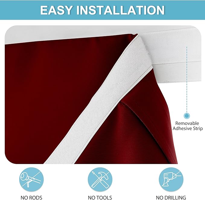 RYB HOME Door Window Curtain 80 inch - Privacy Room Darkening Front/Tricia/French Door Window Curtains Sidelight Curtain Tie up Shade, W30 x L80 inch, 1 Panel, Red