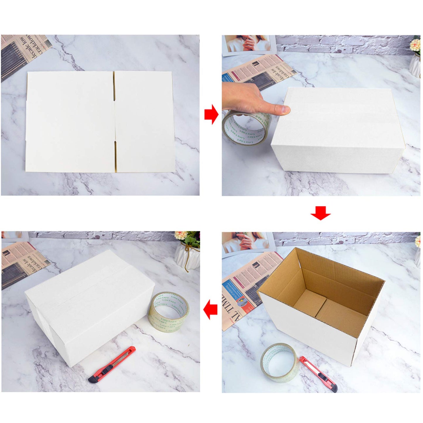 Calenzana 6x6x6 Inches Shipping Boxes Set of 25, White Corrugated Cardboard Box for Packing Mailing Small Business