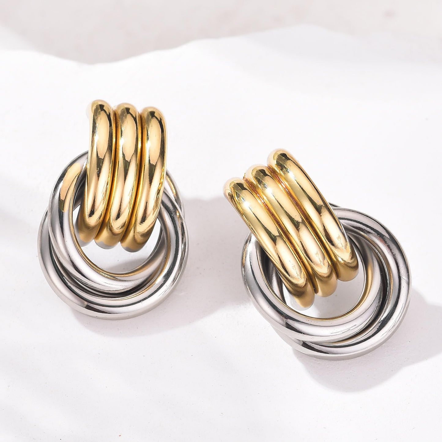 Gold Silver Knot Earrings Chunky Large Knotted Drop Dangle Statement Earrings for Women