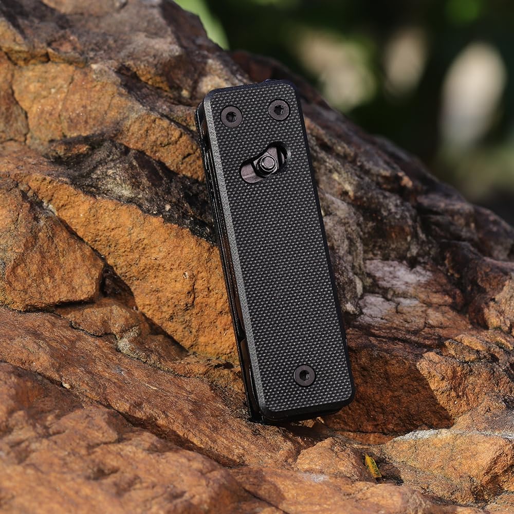 Roxon KS2E Noir Elite D2 Blade 13 in 1 Mini Multi Tool function pocket knife with big scissor, G10 handle and Pocket clip, good for Camping/Backpacking/Emergencies/EDC Multitool (D2 Steel Blade)