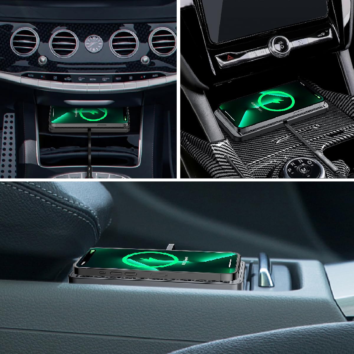 LOOSAU Wireless car Charger Charging pad 15w Non Slip FastCharger for car Wireless Phone Charger for Android for iPhone 11/12/13/14/15/16 /17 Pro Max Xs,Samsung Galaxy S20, S10+ Note 9，LG