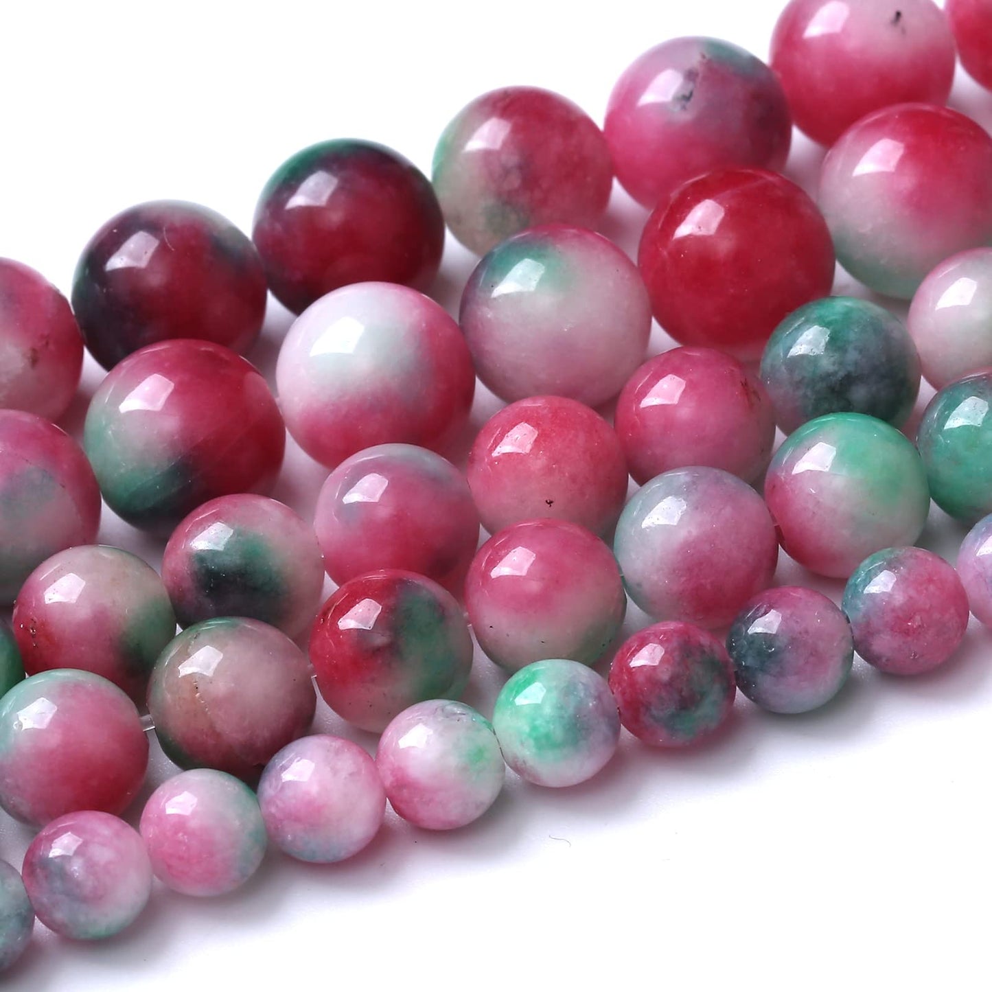60pcs 6mm Natural Green Red Epidote Jade Stone Round Loose Spacer Beads for DIY Jewelry Making Necklaces Bracelets Healing Energy Beads (Epidote Jade, 6mm)