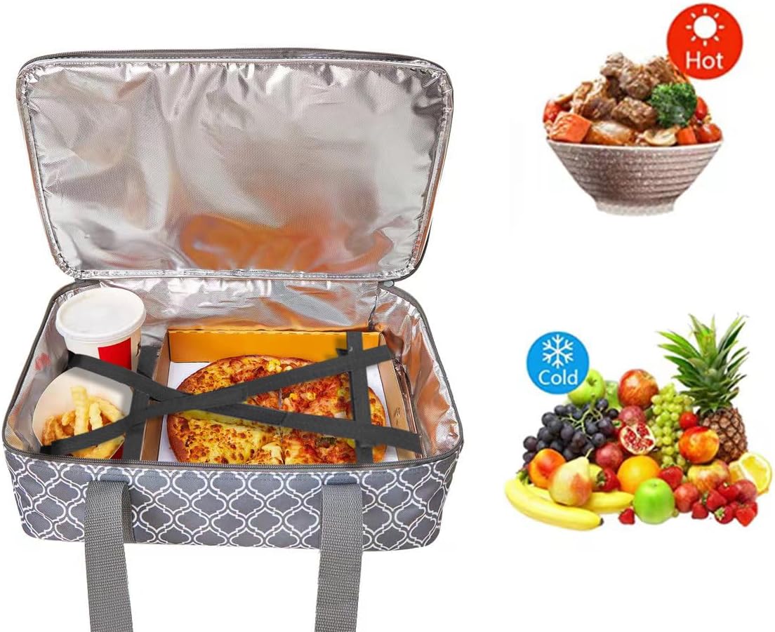 Insulated Casserole Carrier Fit 9"x13" Lasagna Baking Dish for Hot or Cold Food Transport,Thermal Lunch Warmer Tote Bag Upgrade add Fixing Strap for Gathering,Camping,Travel,Cookouts,Parties-Laurel