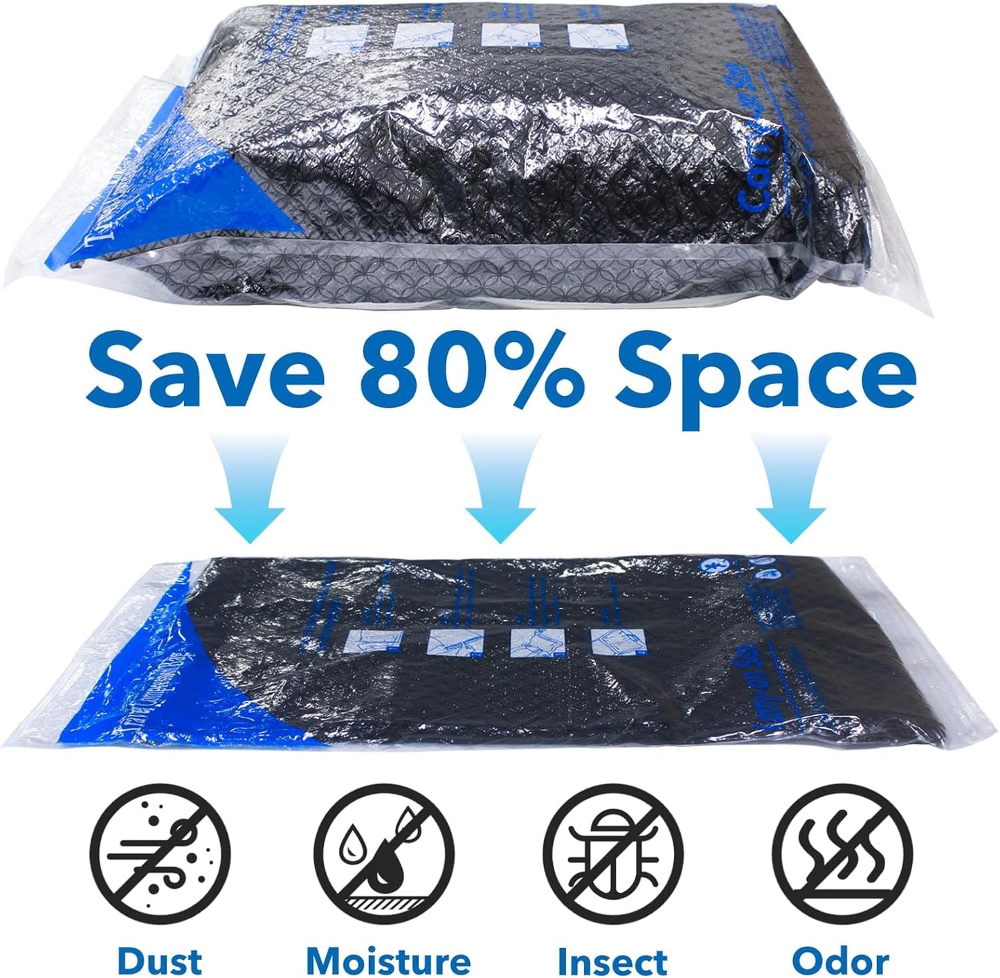 16 Pack Vacuum seal bags for clothing With Coldless Pump, Vacuum Storage Bags,Space Saver Sealer Bags, Pillows, Comforters, Blankets, Bedding,Travel,