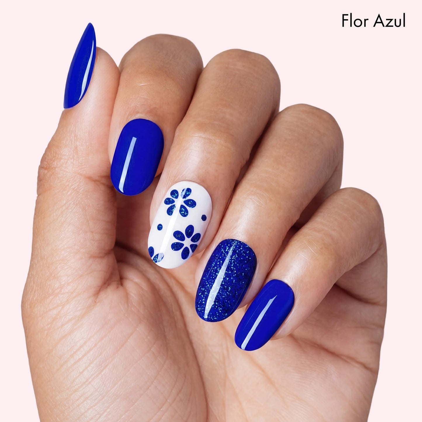 Dashing Diva Gloss Nail Strips Bundle - The Blue Blossom Collection - June Bloom & Flor Azul - UV Free, Chip Resistant, Long Lasting Gel Stickers - Contains 2 Sets