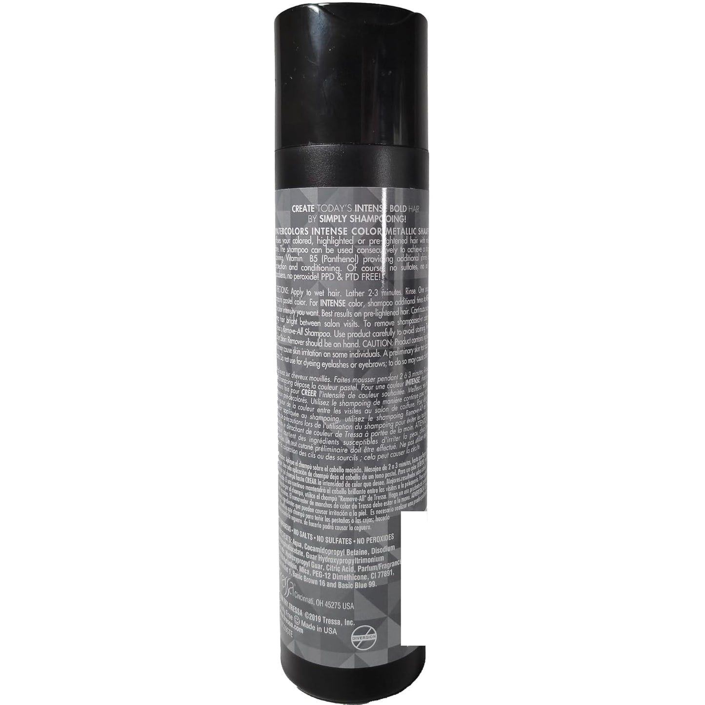 Watercolors INTENSE METALLIC Semi Permanet Color Depositing Shampoo-Sulfate & Paraben Free to Maintain & Enhance Hair Color 8 fl oz - STEEL
