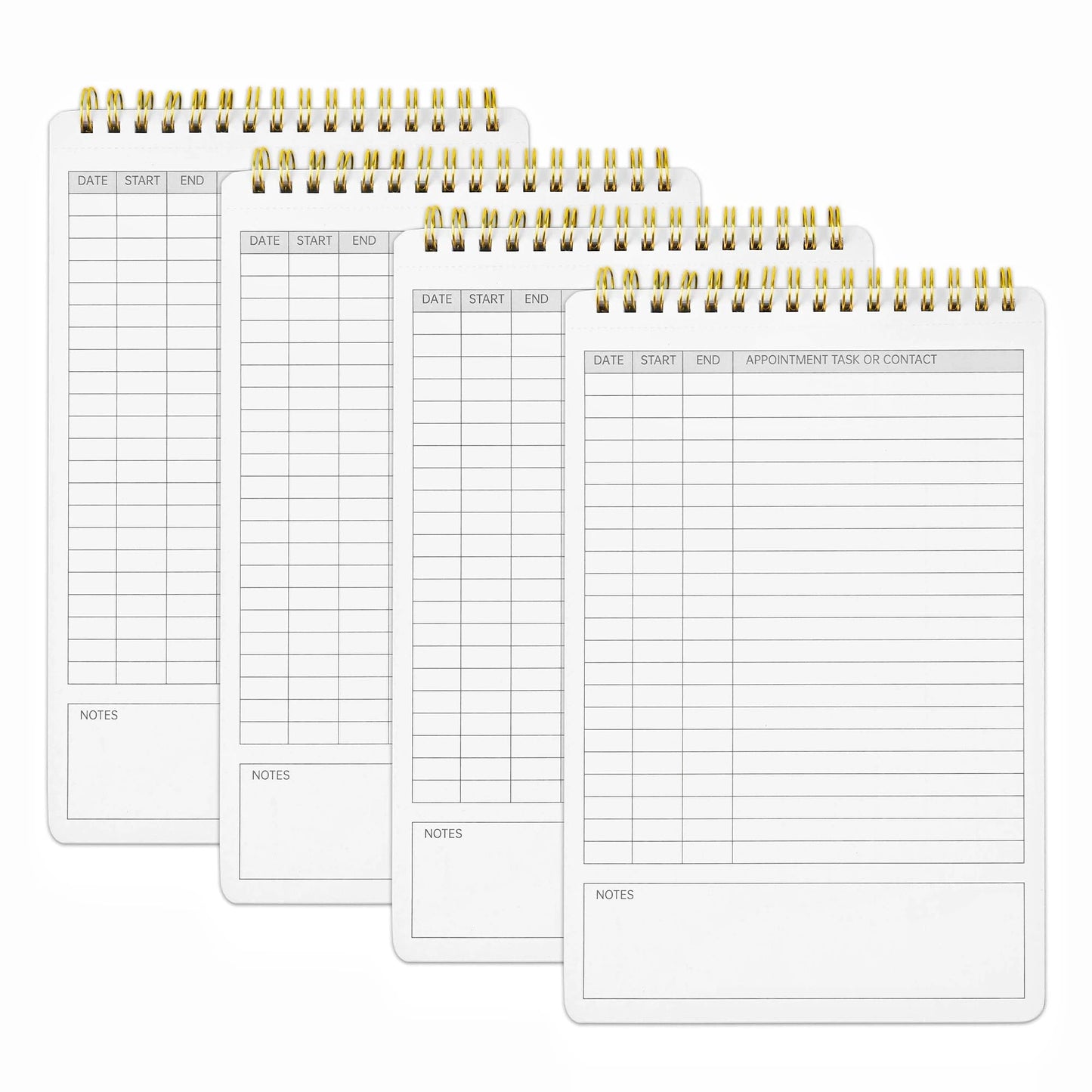 Zhitongda 4 Pack Activity Log Spiral Notebook Time Sheet Daily Log Book Checklist Notepad Undated Daily Planner Call Log Book For Office With Notes Book Keeping Log For Business(6 * 9in 54 Sheets)