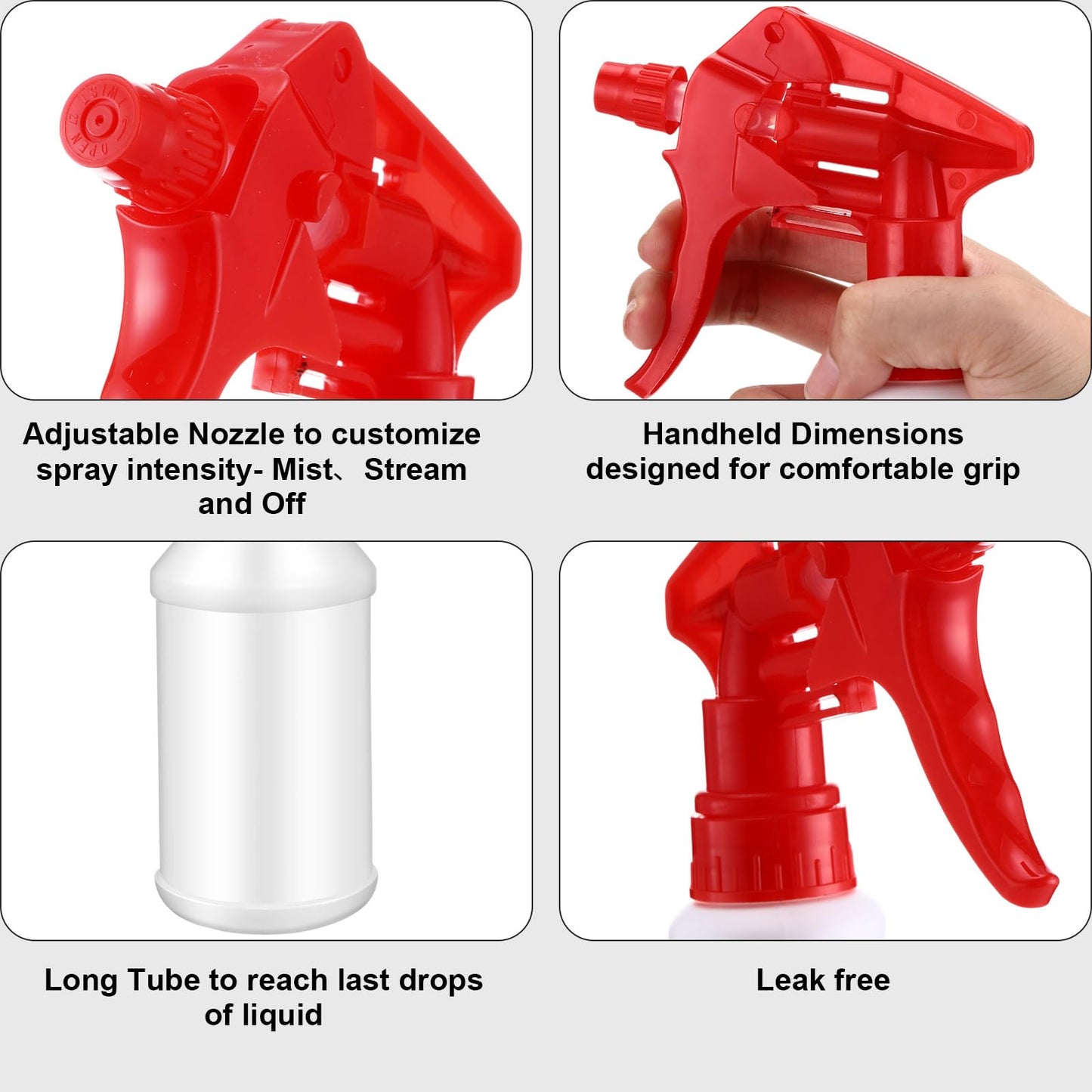 Eccliy 12 Pcs 16 Oz Plastic Spray Bottle, Adjustable Empty Reusable Sprayer for Cleaning, Planting, Water, Bathroom and Kitchen, BBQ, Commercial and Residential (Original,Pure Red)