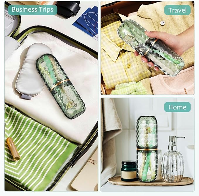 GALPADA Portable Toothbrush Travel Case Sturdy Toothbrush Holder Cup Reusable for Camping Hotel