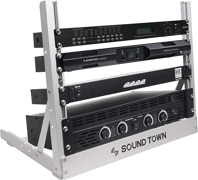 Sound Town 8U Aluminum 2-Post Desktop Open-Frame Rack, Angle Adjustable, for Audio/Video, Network Switches, Routers, Patch Panels (2PF-8A)