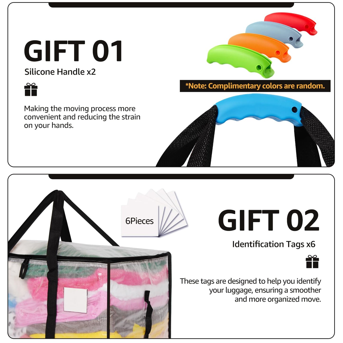 Moving Bags Heavy Duty Extra Large, Alternative for Moving Boxes & Moving Supplies,Clear Storage Bins with Lids, Plastic Packing Tote, Storage Bags for Clothes with Handles & Zippers(Clear, 6 Pack)