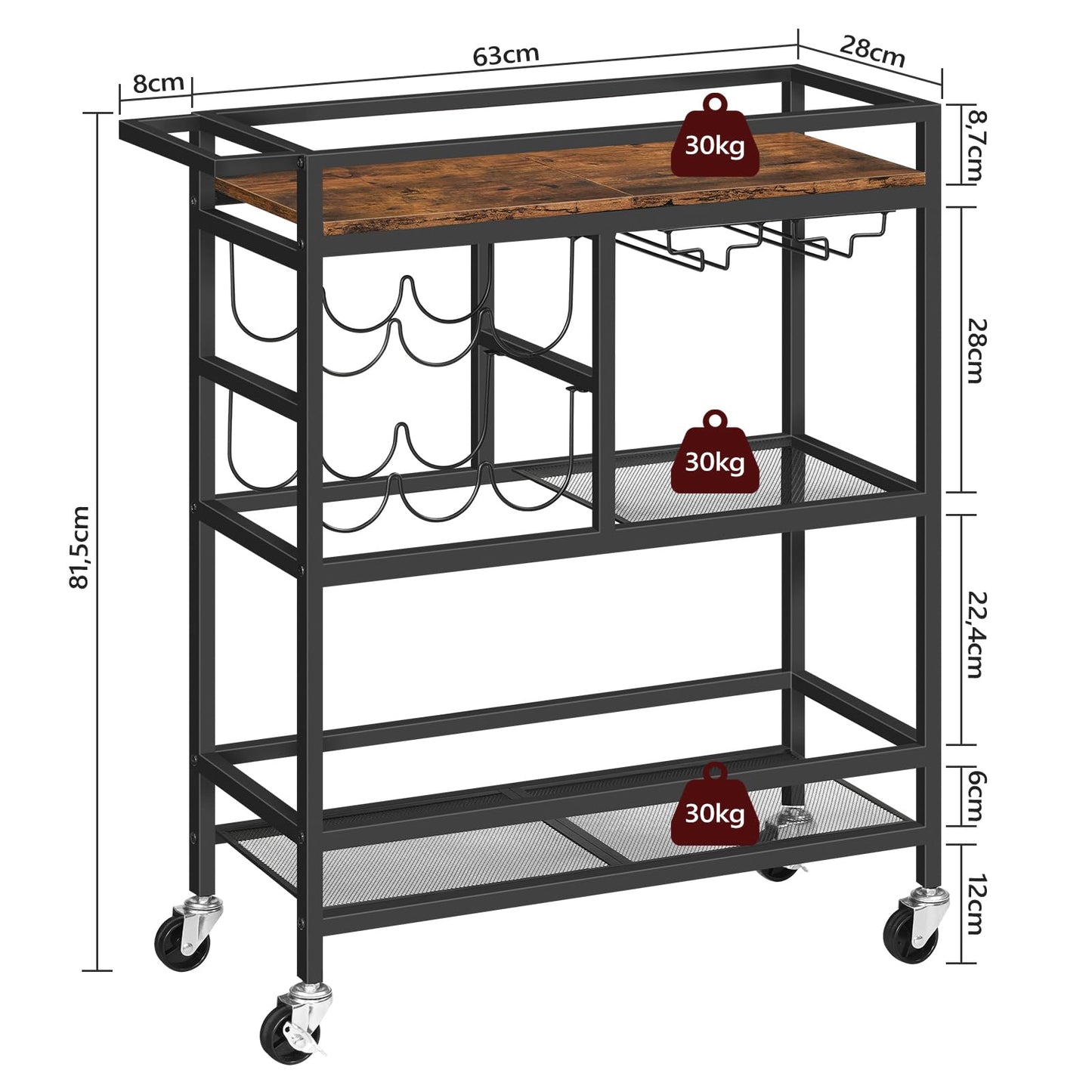 MAHANCRIS Bar Cart for Home and Bakers Rack with Drawer Bundle, Microwave Stand with Power Outlet, RCHR6101-BRBK48E01