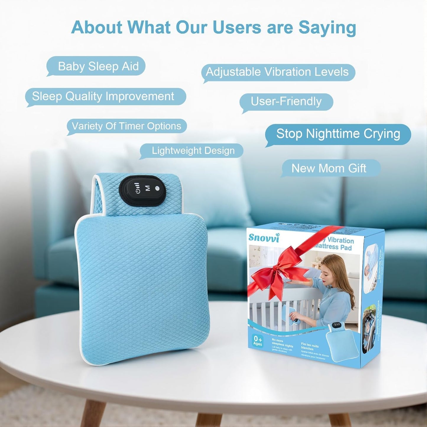 Baby Vibrating Soother,Baby Patter for Sleep,Rechargeable Baby Sleep Soother Pad with 3 Vibration Modes & 90M Timer - Portable Vibration Mattress for Crib, Bassinet, and Travel Stroller