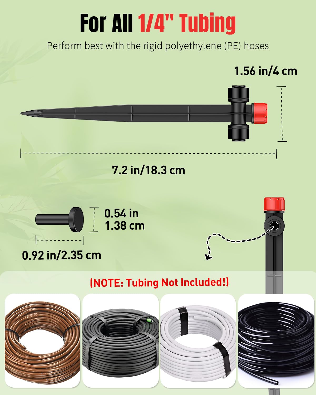 Pawfly 30 Pcs Push-to-Fit Drip Irrigation Emitters, 8-Stream Sprinklers Drip Emitters for 1/4 Inch Tubing with Stake & End Plugs, Two-Way Connection Irrigation Drippers with Adjustable Water Flow