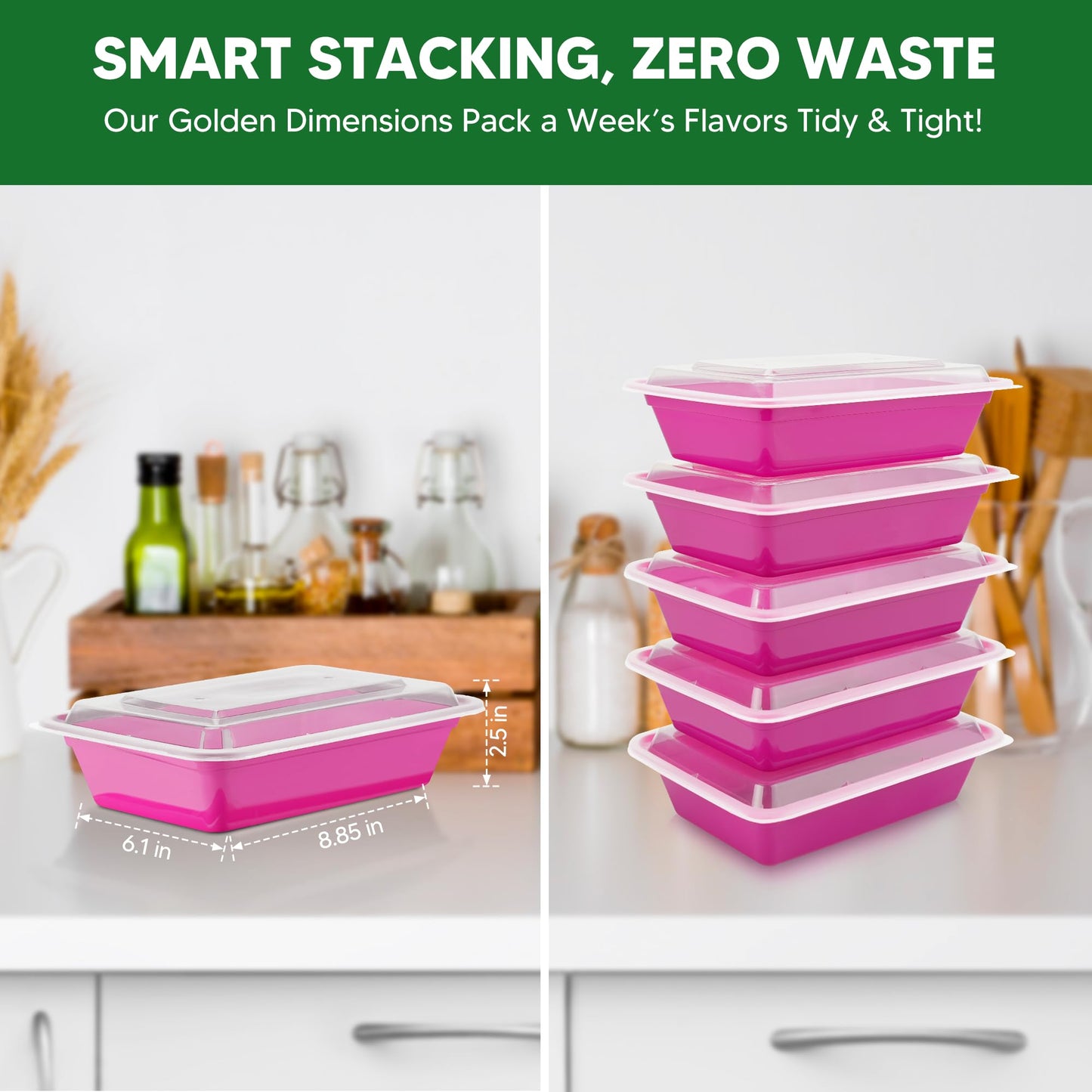 NUTTUTO 50 Pack Meal Prep Containers with Lids 38oz - BPA-Free, Reusable, Leakproof Food Storage Containers - Microwave/Dishwasher/Freezer Safe, To Go Take Out Plastic Food Storage Pans(Red)