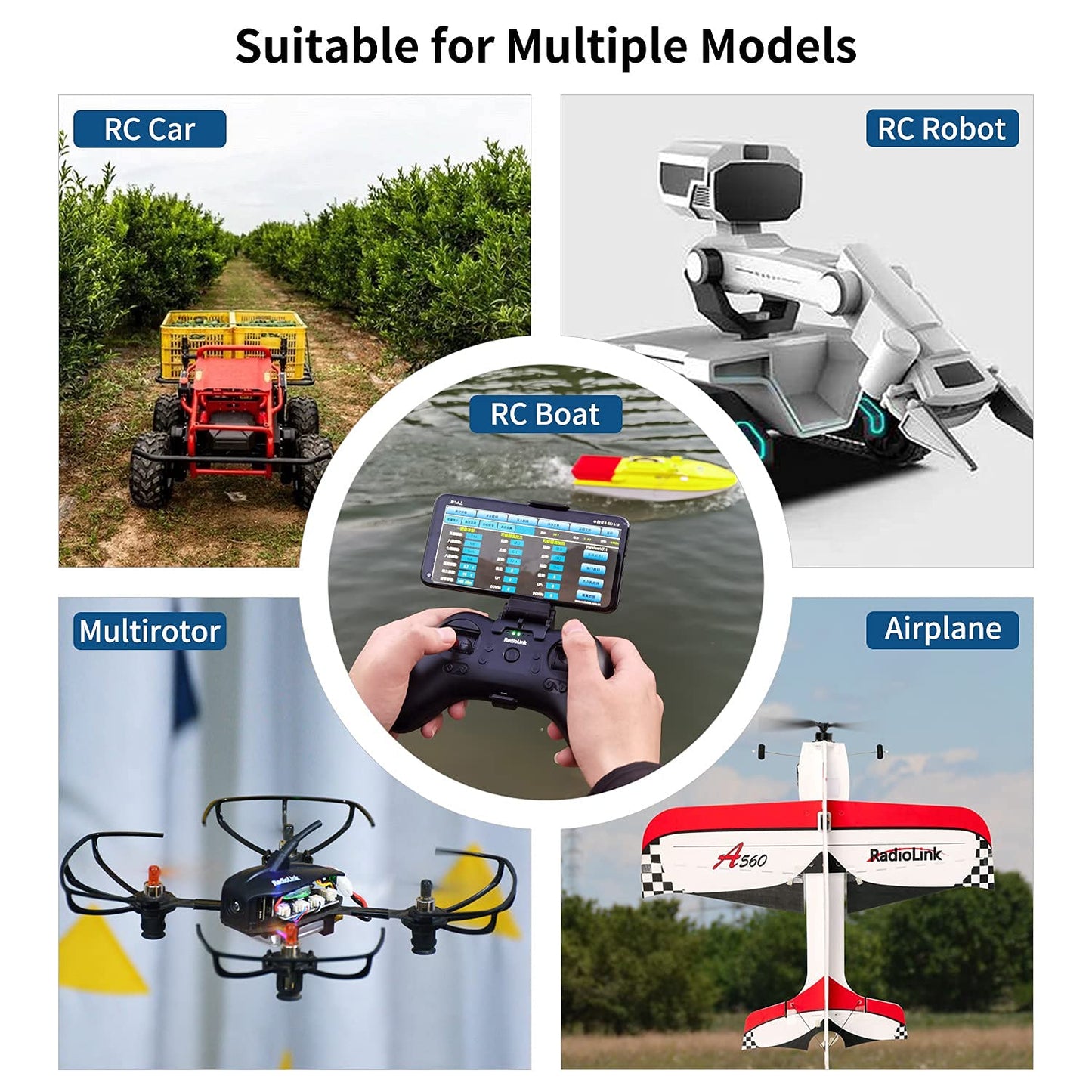 Radiolink T8S 8 Channels 2.4G RC Pocket Size Transmitter and Receiver R8EF RX, Radio Remote Controller, Built-in Rechargeable 1S Battery for Quad Drone/Airplane/Car/Boat/Robot and More (M2 Left Hand)