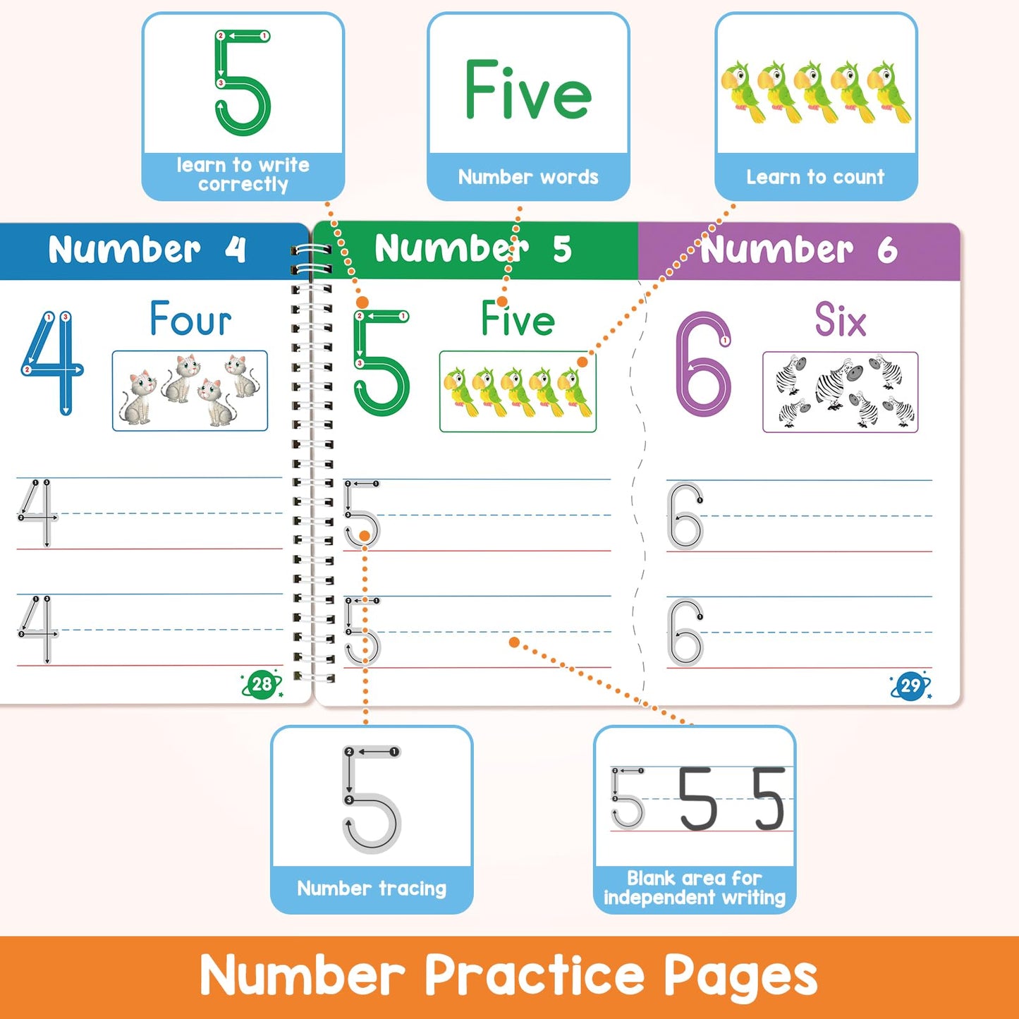 Preschool Learning Activities Educational Workbook, Learn to Write Alphabet Practice Book, Tracing Letter Number Colors Shapes Autism Learning Materials, Great for Kindergarten Preschool Classroom.