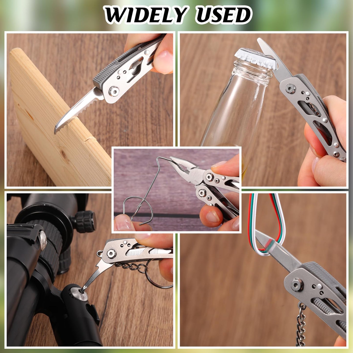 Lasnten 6 Pcs Small Multitool Pliers, Christmas Gifts for Men Stainless Steel Small Multitool Mini Pliers Foldable Knife, Bottle Opener, Screwdriver Apply to Camping, Dad Gifts (Grey)