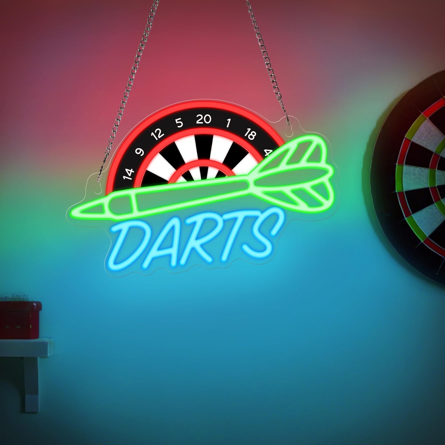 CoolGift Mart Darts Neon Light, Dimmable LED Dart Neon Wall Sign USB Powered, Decorations for Bedroom Living Room Game Room Man Cave Bars Clubs, Birthday Gift for Darts Enthusiasts