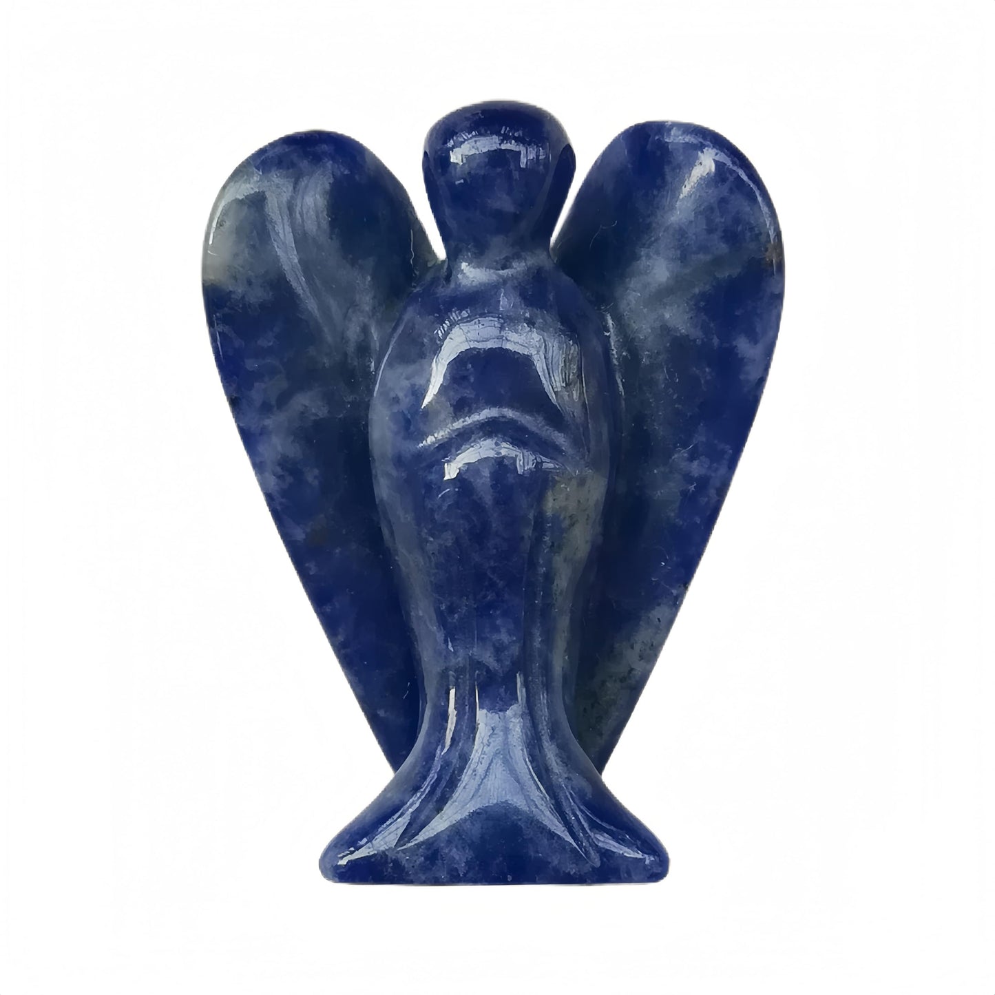 Afucats Natural Sodalite Healing Guardian Angel Indoor Decorative Stone,1.5 Inches Carving Pocket Palm Statue,Gift for Her Christmas Décor