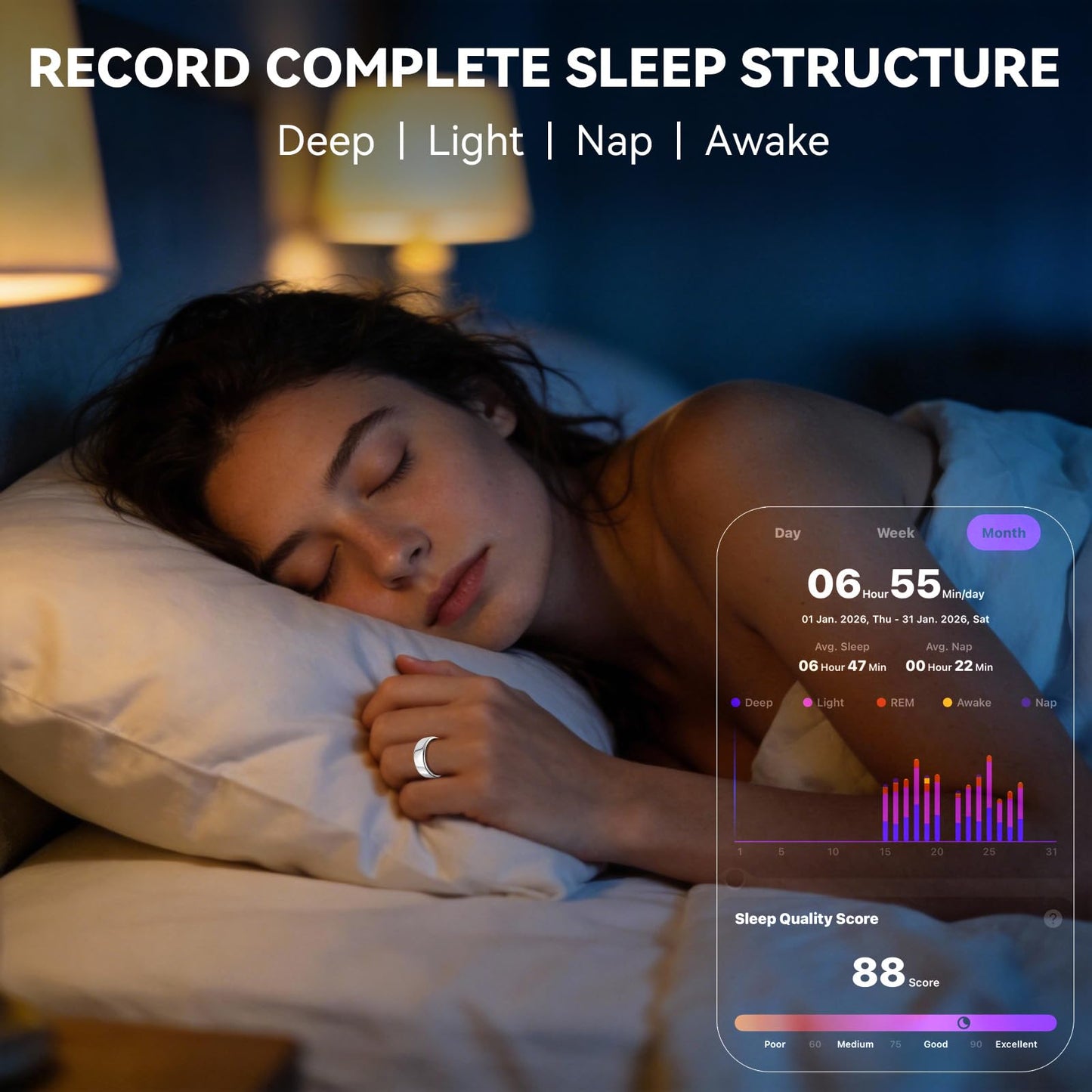 Smart Ring for Women Men,Fitness Tracker Ring,Heart Rate,Blood Oxygen,Step Tracker,Sleep Tracker,Meditation Assistance,No Subscription Fee,IP68 Waterproof Smart Ring for iphone&Android(Gold 13)