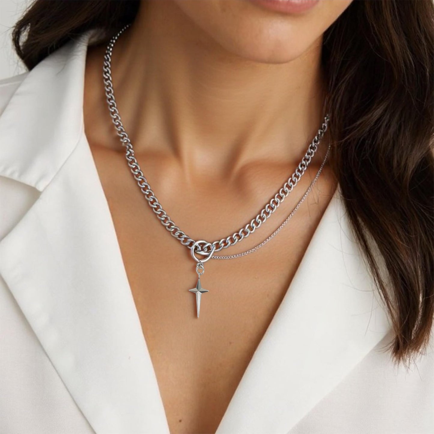 Buyongwant Star Necklace for Women Irregular Y2k Chain Fashion Jewelry Silver