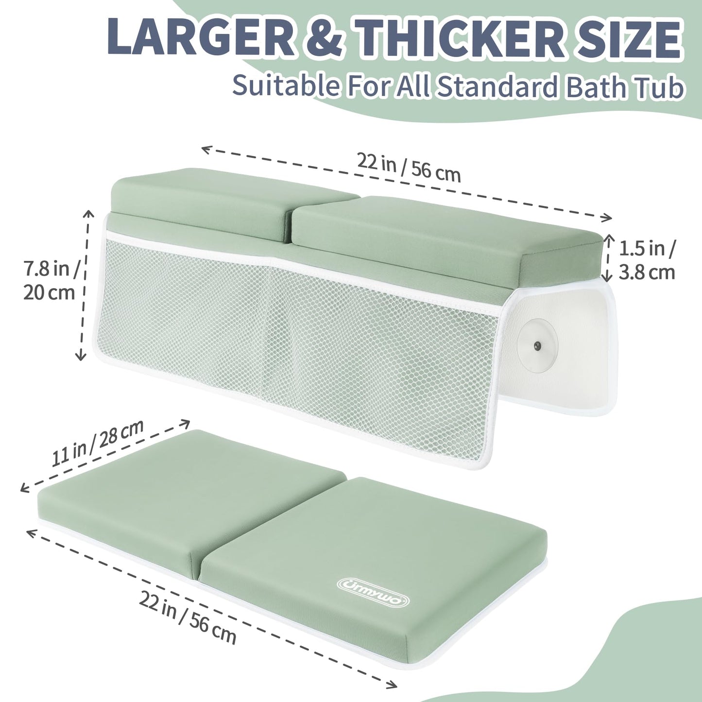 URMYWO Bath Kneeler and Elbow Rest Pad Set - 1.5" Thick Baby Bath Kneeler Pads with Toys Organizer, Anti-Slip Cozy Knee & Arm Support Bathtub Mat, Quick Dry Kneeling Pad for Baby Bath Time