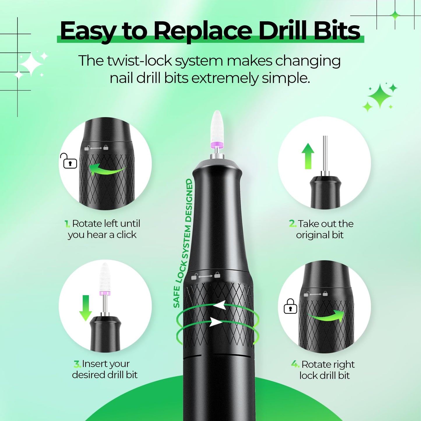 JOSGLOI Electric Nail Drill Professional: 40000RPM Electric Nail File Kit E File Nail Drill Machine with LCD Display for Acrylic Gel Nail, Manicure Pedicure Polishing Nail Grinder for Salon Home Use