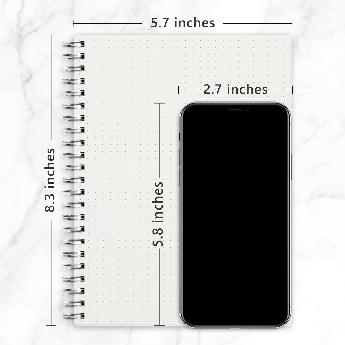 RETTACY Dotted Journal Notebook, 3-Pack, 160 Pages per Pack, A5 Medium Size (5.7'' × 8.3''), 100 GSM Thick Paper, Spiral-bound, Flexible Plastic Cover, for Journaling, Planning, Tracking