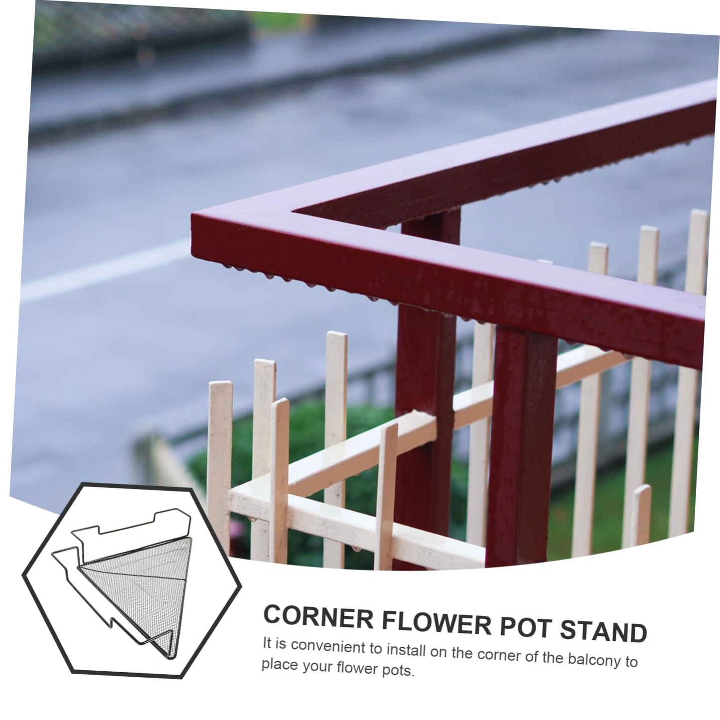 INOOMP Wire Corner Plant Pot Stand 18.7 Inch Triangular Storage Rack Organizer for Balcony Desk Office Indoor Flowerpot Display Shelf Holder