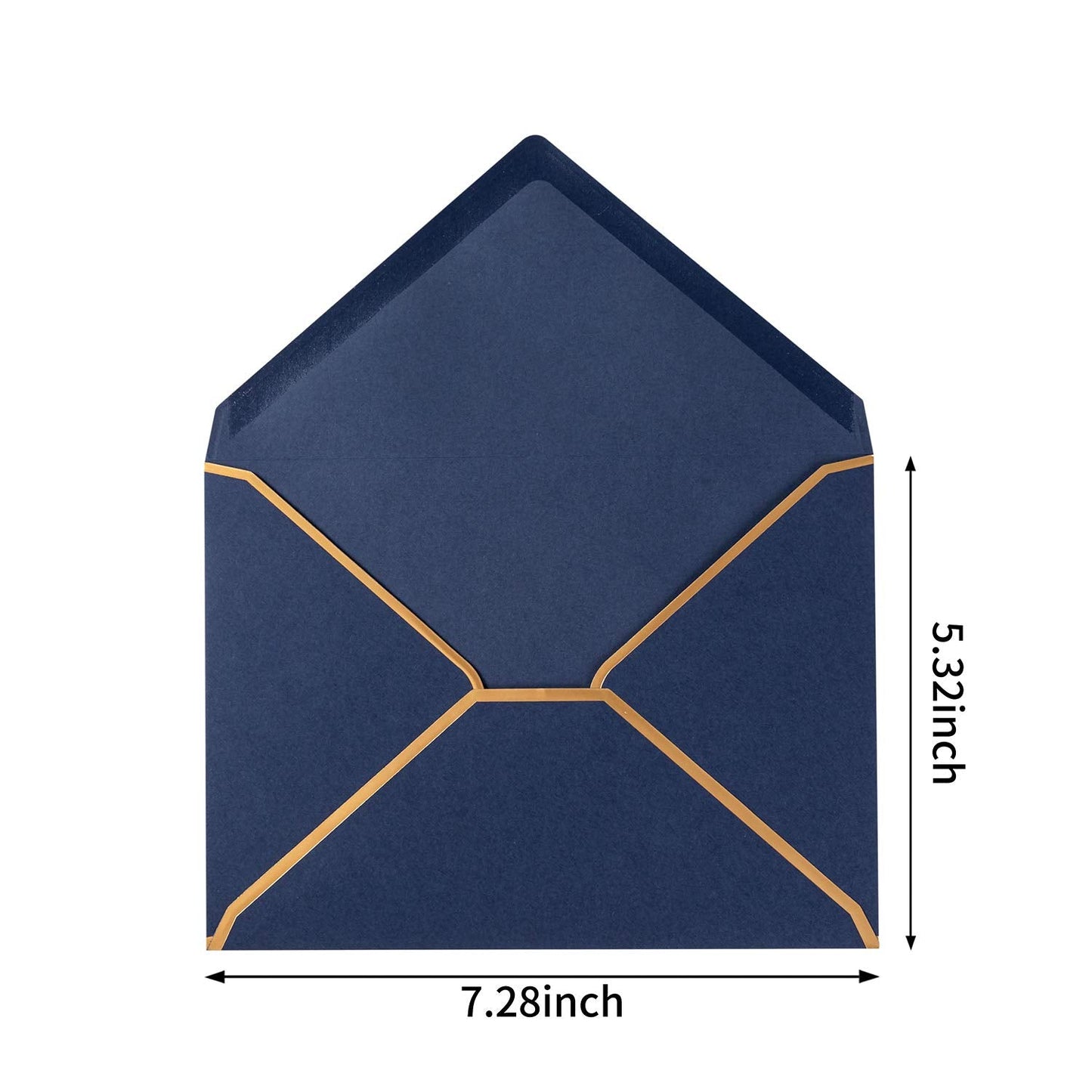 100 Pack Navy Blue A7 Envelopes 5 x 7 Card Envelopes V Flap with Gold Border for Office, Wedding Gift Cards, Invitations, Graduation, Baby Shower, Parties (5.32 x 7.28 Inches, Navy Blue)