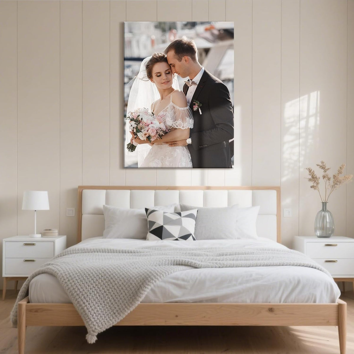 Personalized Custom Canvas Prints with Your Photos & Text, Customized Picture Print, Transform Own Images Into Framed Wall Art Digitally Printed Photo to Canvas, Keepsakes Gifts for Family 12x16’’