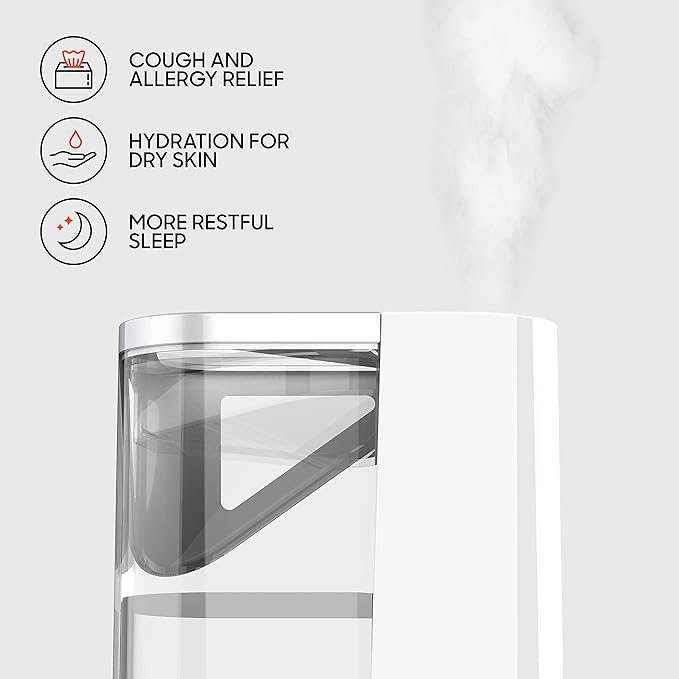 Sharper Image UHS2-SI Ultrasonic Humidifier with 1.5 Gallon Tank, 3 Levels of Warm or Cool Mist, Auto Shut, White, UHS2-SI – 1.5 gallon