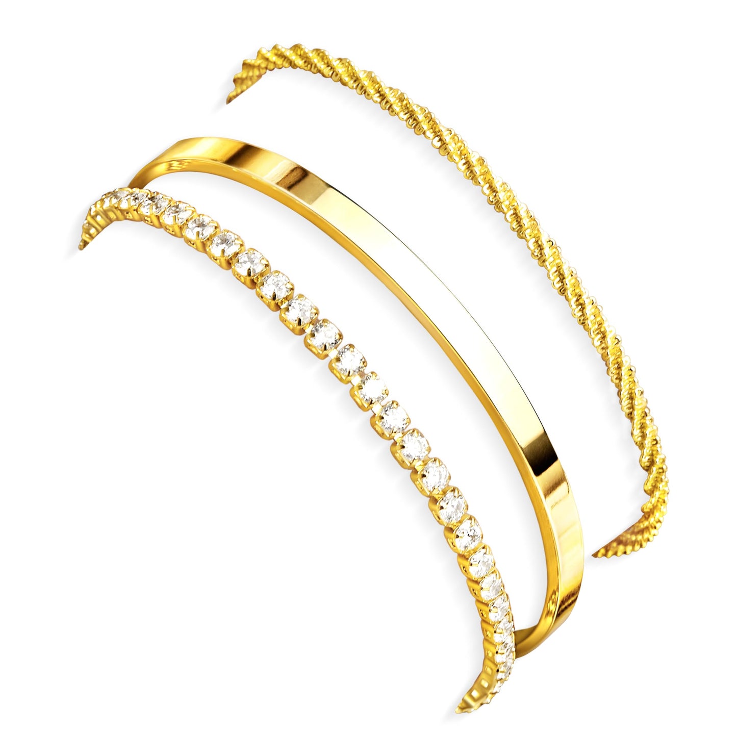 Gold Plated Tennis Bracelets Stack for Women, Bangle Link Chain Bracelets Set, Trendy Fashion Jewelry Gifts Adjustable
