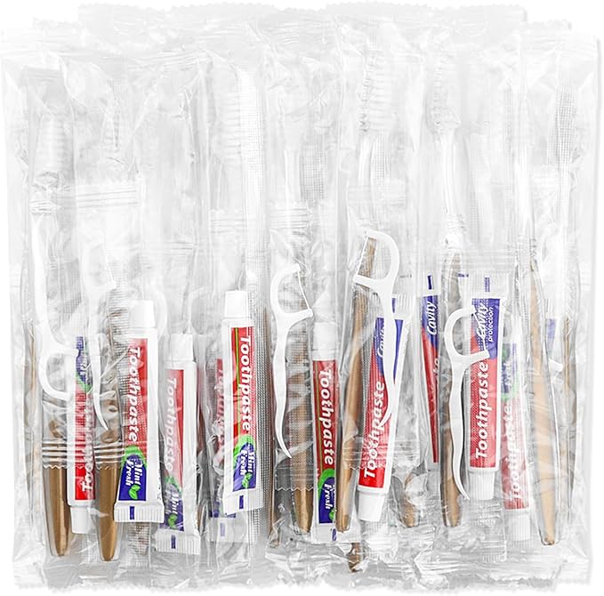 10pcs Disposable Toothbrushes with Toothpaste Floss Individually Wrapped, Disposable Toothbrush Bulk, 10g Toothpaste, Dental Floss Pick, Bulk Toothbrush Kit for Homeless,Airbnb,Hotel,Guest