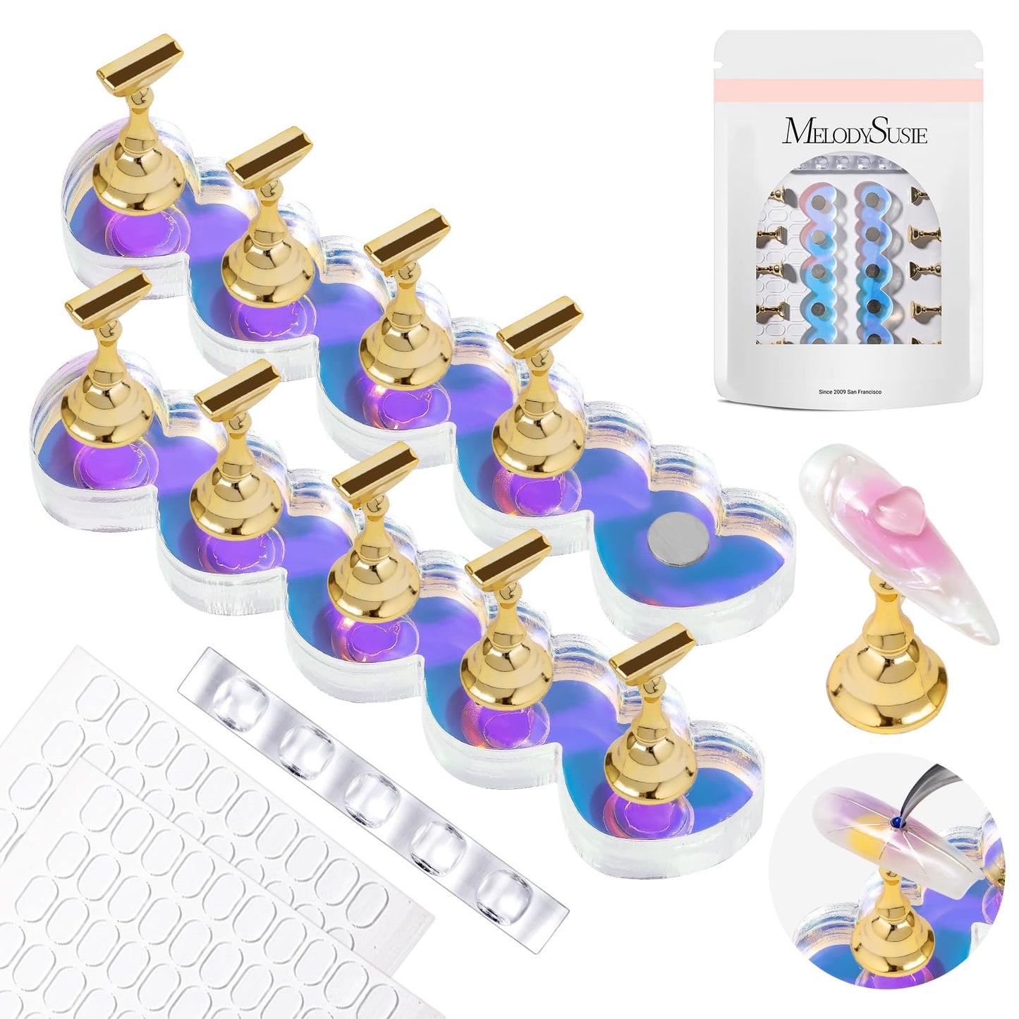 MelodySusie Extra Short Ballerina X Nail Tips with Nail Stand for Press Ons
