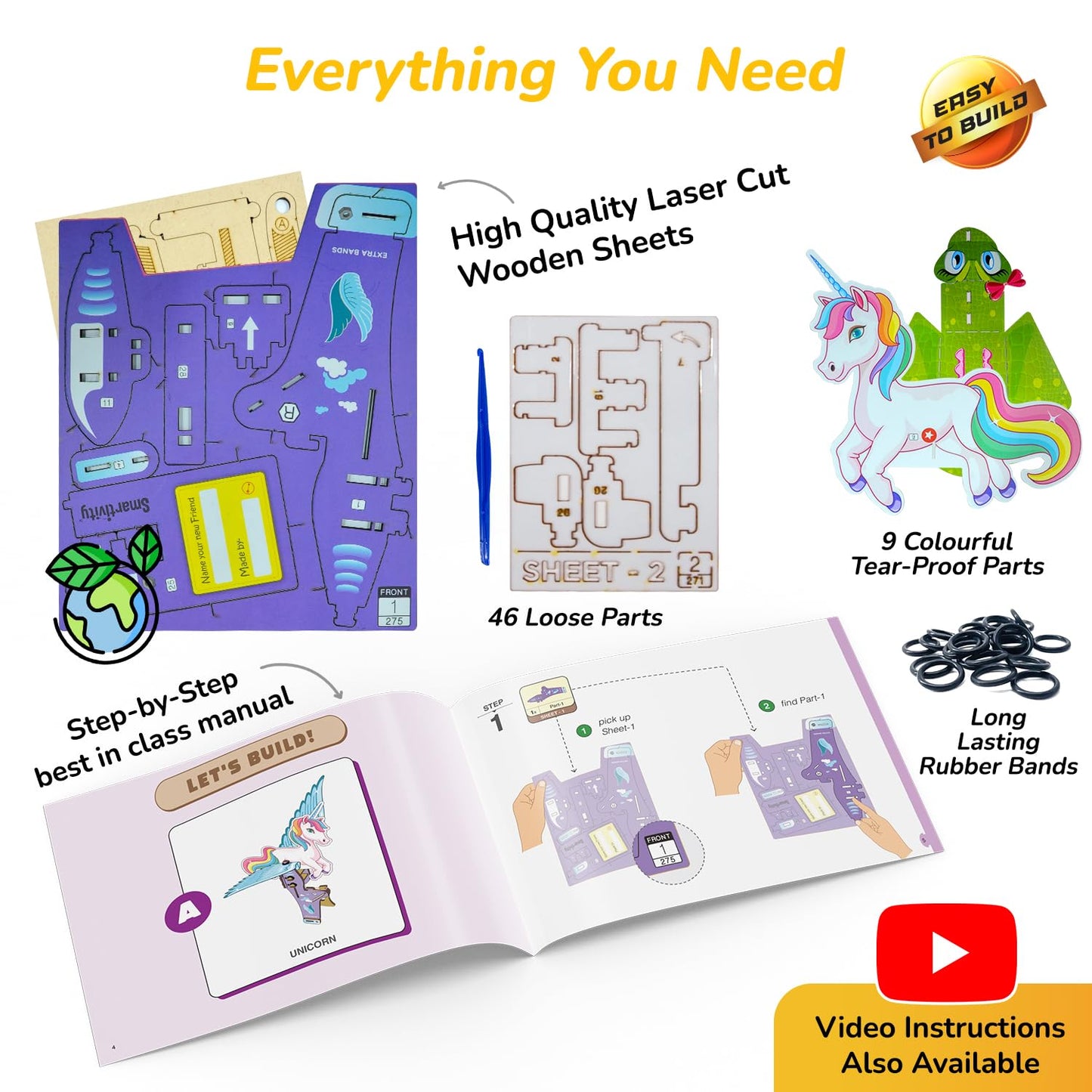 Smartivity Mech Miracles - Magical Unicorn & Cute Crocodile for Girls Ages 6,7,8,9,10,11,12 Years I DIY Craft Kit | Christmas, Birthday Gifts for Boys & Girls
