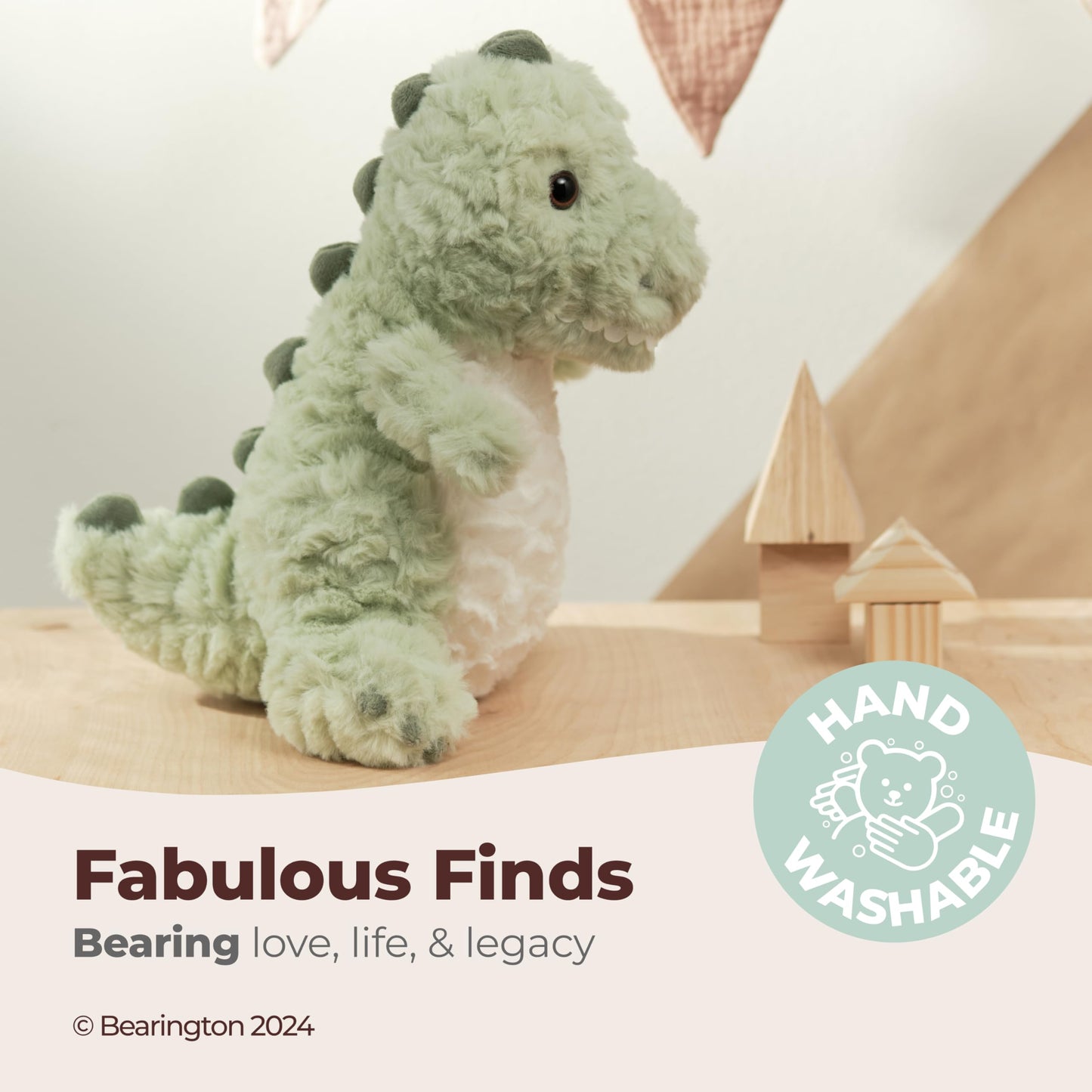 Bearington Dinosaur Stuffed Animal Dinosaur Plush T-Rex Green Dino Stuffy, Cute Plushies for Kids Boys & Girls