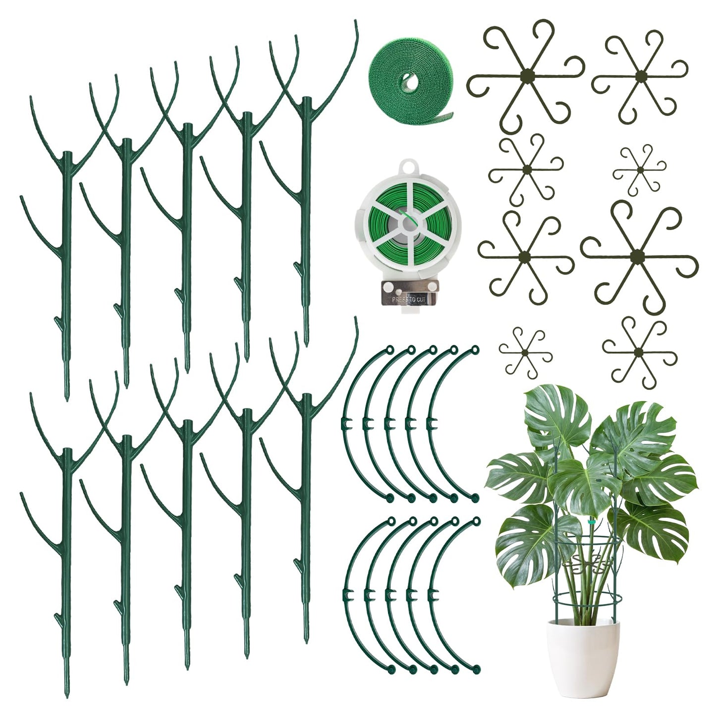DRAINJH Monstera Plant Support Stakes, 30 Pcs Stackable Plant Support Stakes Sticks Poles for Indoor & Outdoor Plants, Climbing and Potted Plants, Stem Supports, Pothos