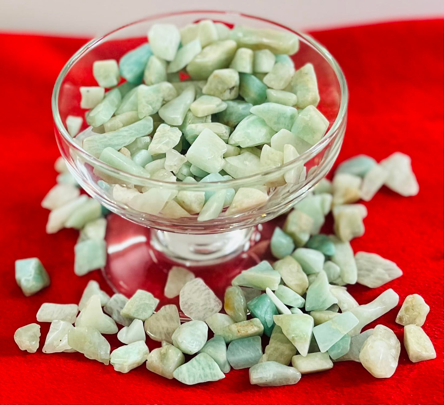Indian Consigners Natural Crushed Polished Tumbled Gem Stone Chips, Decoration & Healing Crystals (Amazonite)