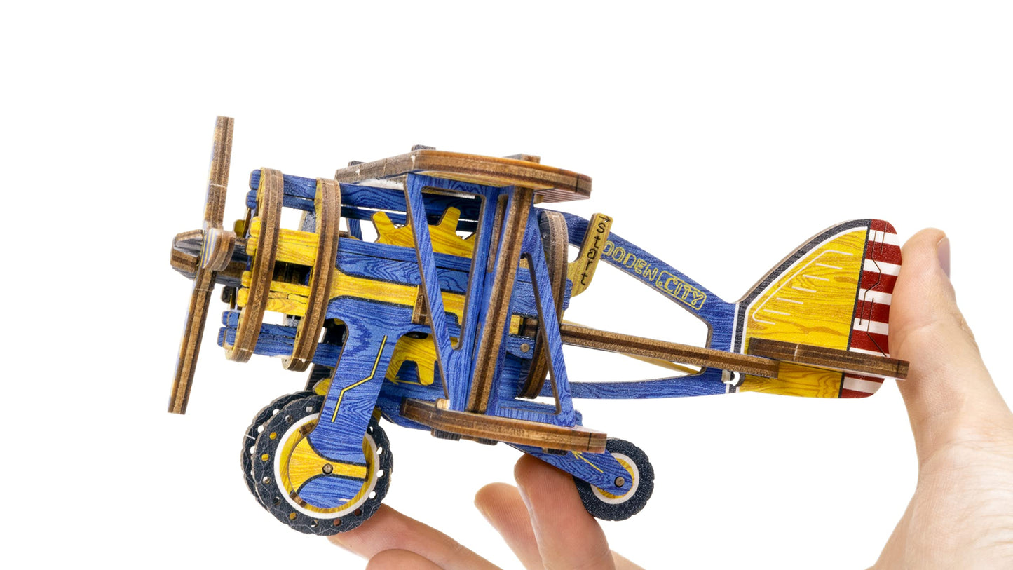 WOODEN.CITY Biplane - 3D Wooden Puzzles for Adults - Aircraft Model Building Kits - Limited Edition