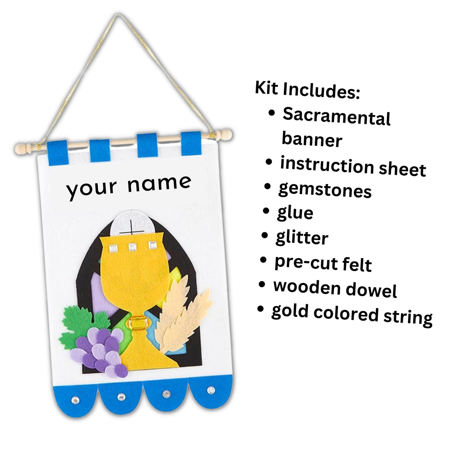 Needzo First Communion Banner Kit, Foam Frame and Cross, Catholic Crafts for Girls and Boys, 3 Pieces Included