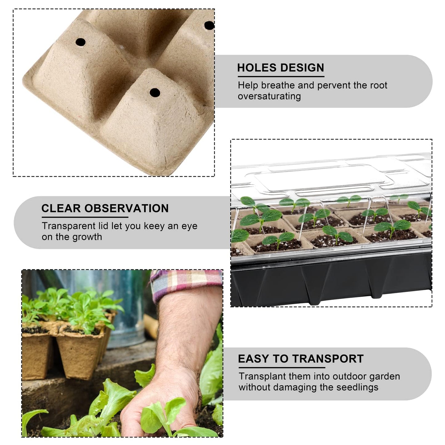 Aodaer 193 Pack Seed Starter Kit Including Seed Starter Tray Peat Pots for Seedlings with Plant Labels, Tool, Plastic Growing Trays Germination Tray Paper Seedling Cups for Indoor Outdoor Garden