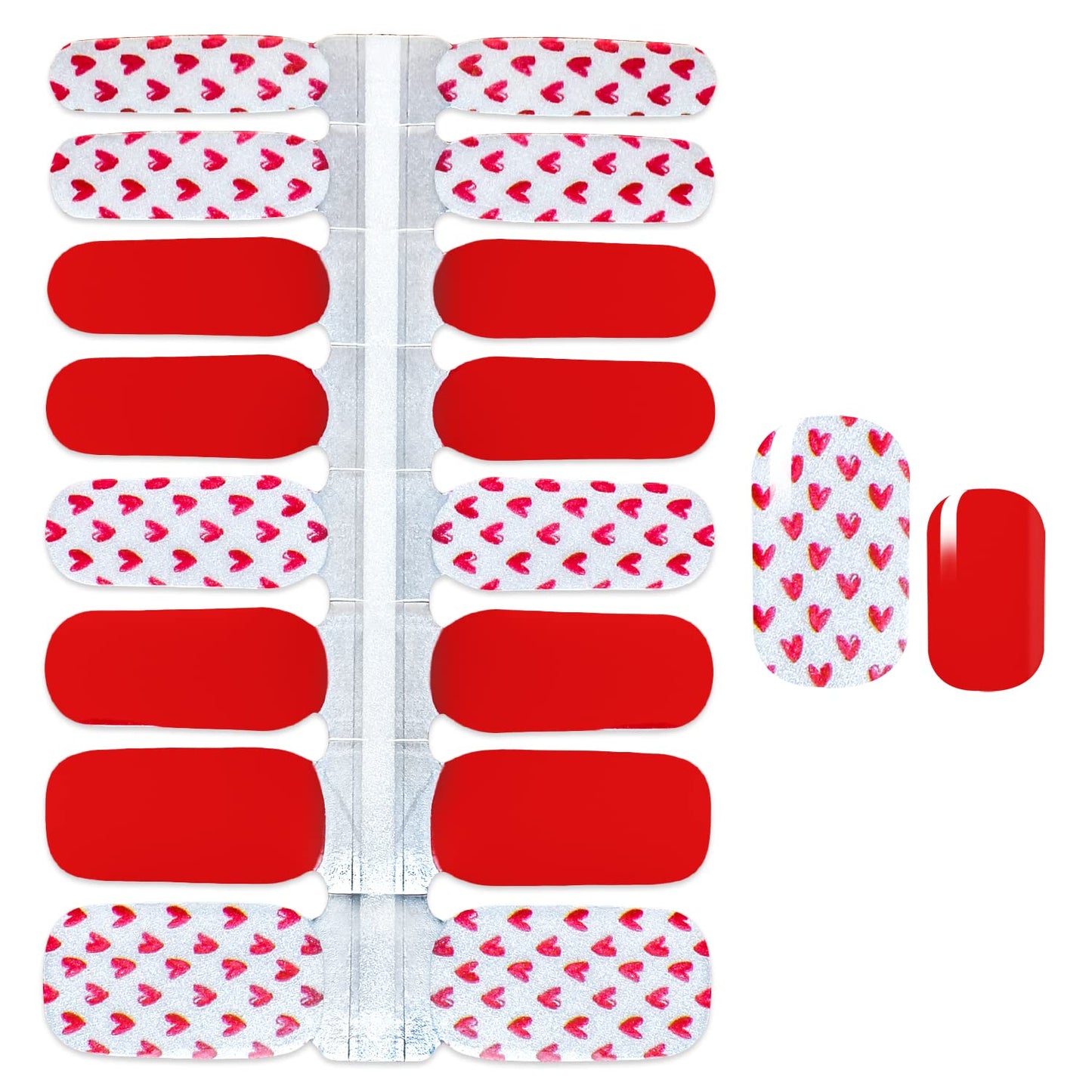 SILPECWEE 5 Sheets Red Nail Wraps for Women Valentine's Day Nail Polish Strips Gel Nail Strips Self Adhesive Nail Polish Stickers Stick on Nails Fingernails Manicure Stickers with 1pc Nail File