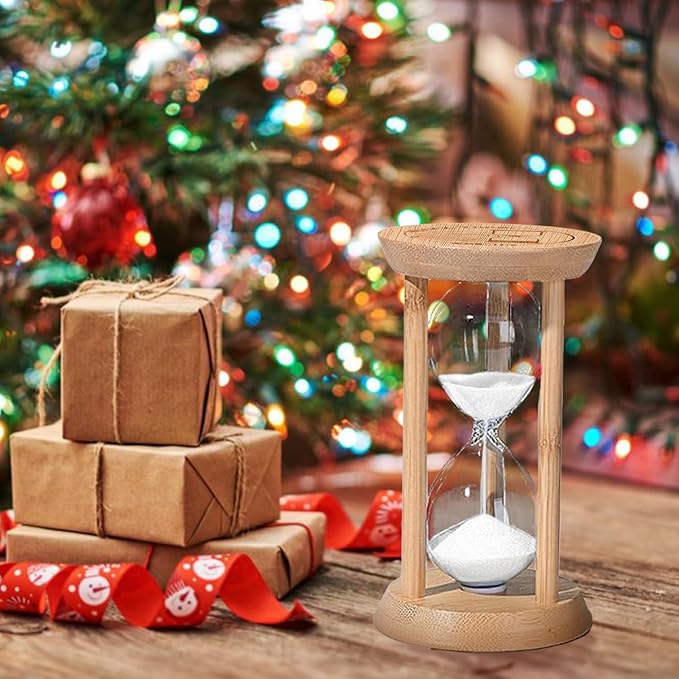 Mini Sand Timer 2 Minute, Hourglass 2 Min,Wood Sandglass,Bamboo Sand Clock- Decorative Timer for Classroom,Baking,Game,Desk Decor & Gift,White