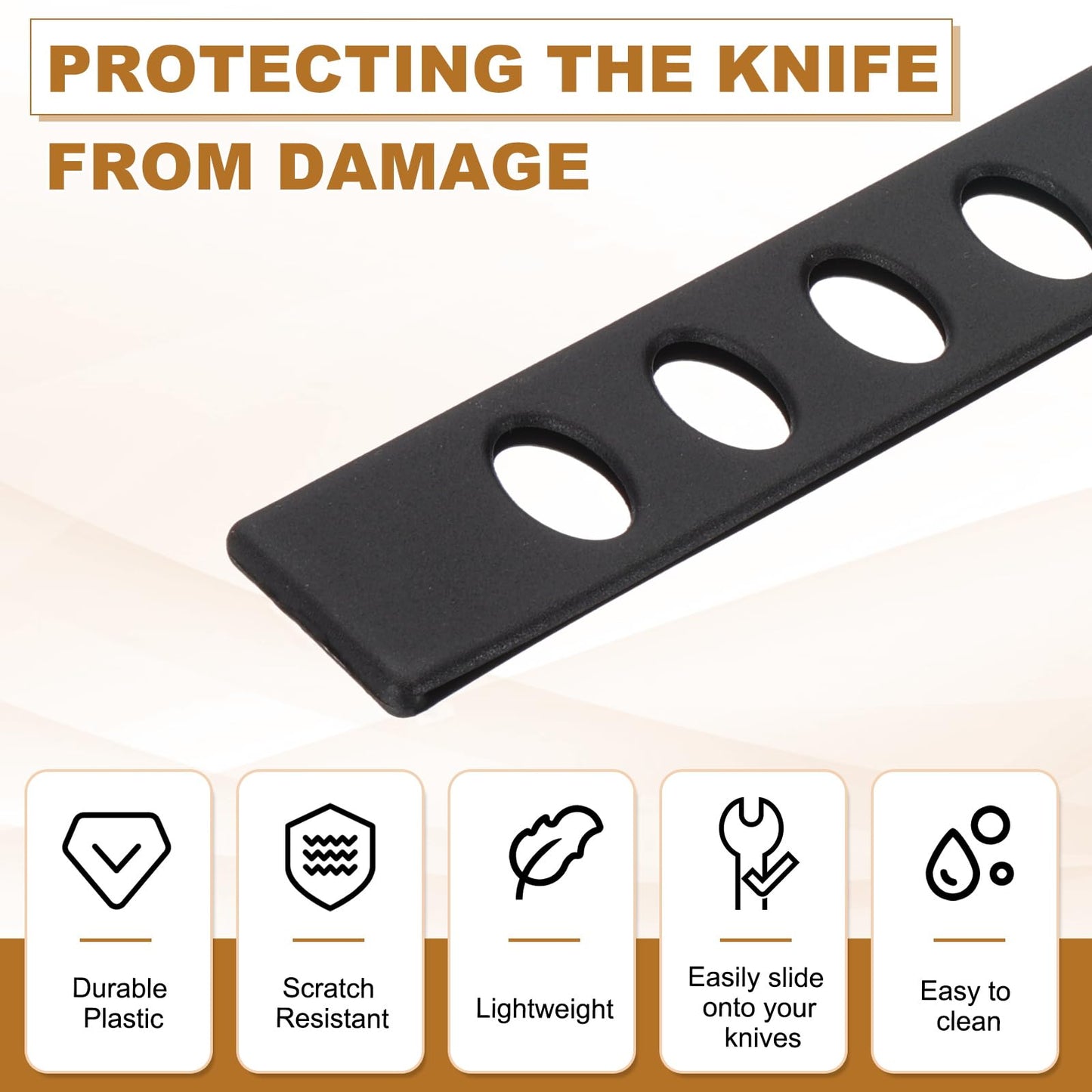 PATIKIL 24Pcs PP Universal Blade Edge Guard Cover, Blade Cutting Edge Sleeve of 8" Blade Cover for Kitchen, Dining Room, Black