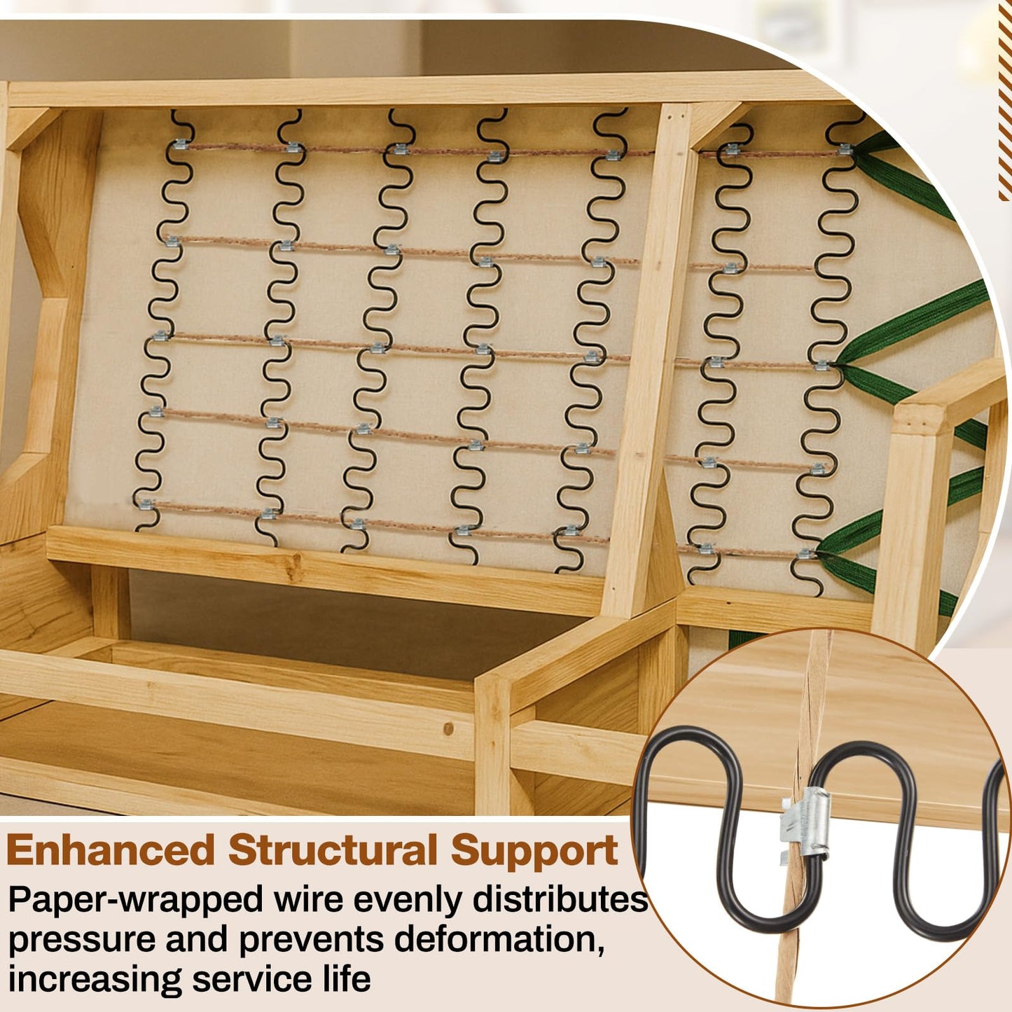 MorningRo Upholstery Stay Wire for Sofa Furniture Springs 40ft Paper Wrapped Wire 9 Gauge with 80 Clips Upholstery Supply Spring Repair Kit