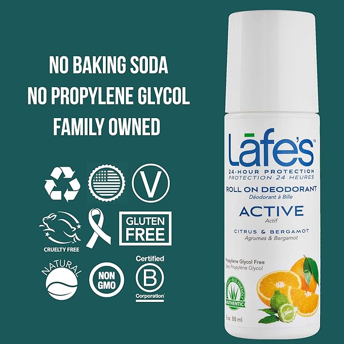 Lafe's | Men's Roll On Aluminum Free Deodorant Variety - Active, Extra Strength, Fresh | Vegan, Cruelty Free, Gluten Free, Paraben Free & Baking Soda Free with 24-Hour Protection; 3 Pack (3oz each)