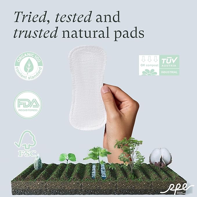 100% Organic Panty Liners for Women-120ct, Ultra Thin Cotton Cover, Regular Pantiliners, Light Absorbency, Unscented Barely There Pantie Liners (Regular Liner, Size 1, 120ct)