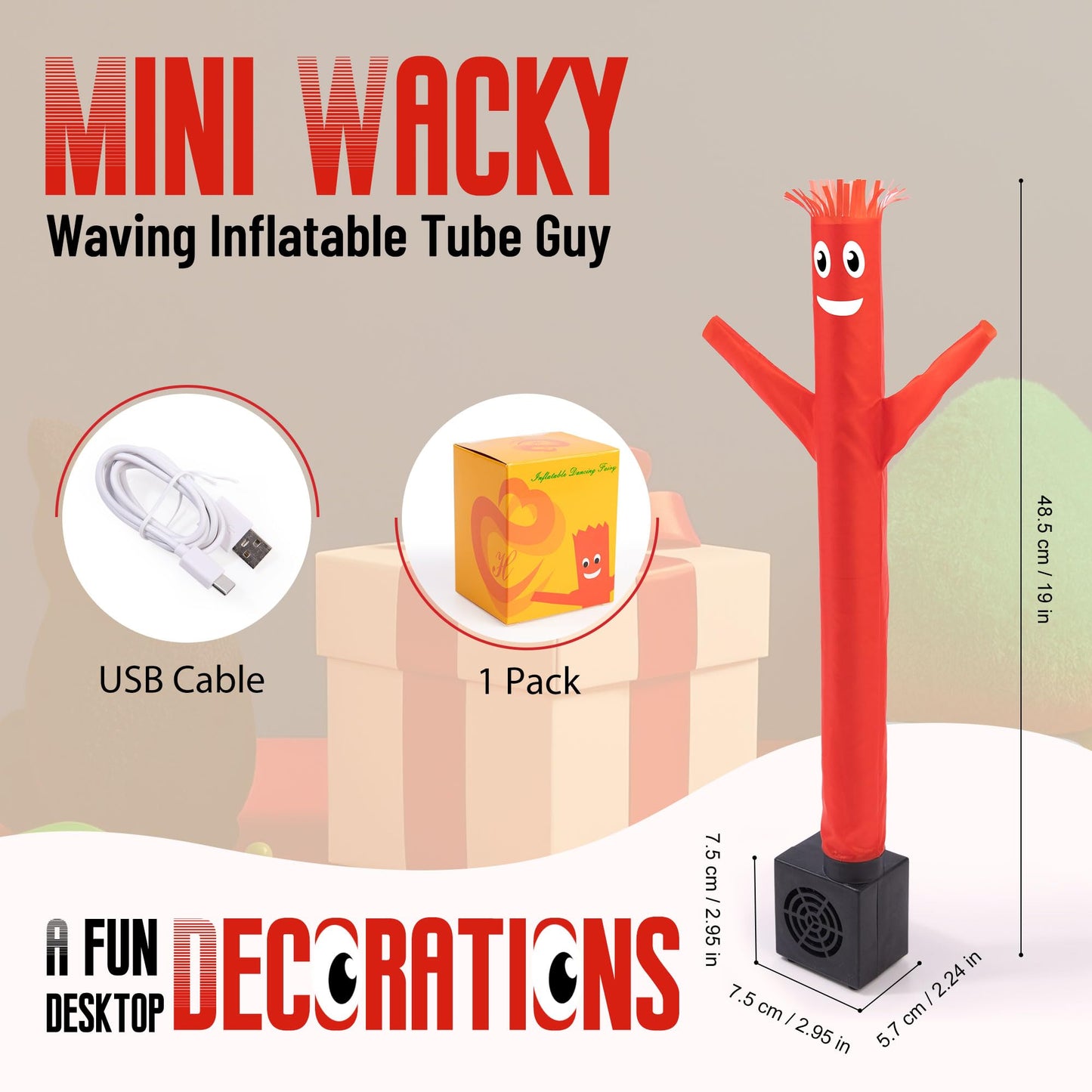 Mealivos Mini Wacky Waving Inflatable Tube Guy with Blower Mini Inflatable Tube Man for Desktop Decor Easter Basket Stuffers White Elephant Gift for Birthdays Party Store Office(Red)